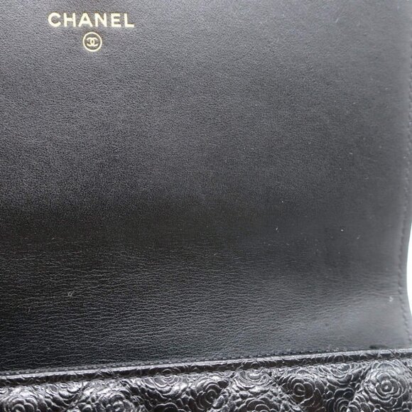 Chanel Camellia-Embossed Quilted Leather L Yen Continental Wallet Black - Picture 12 of 15